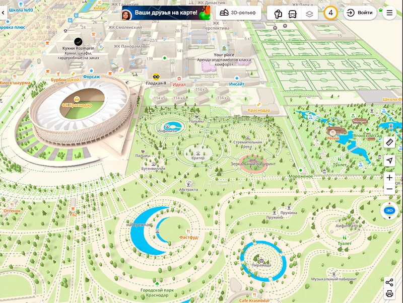 На картах «2ГИС» появились схемы парков с 3D-моделями аттракционов